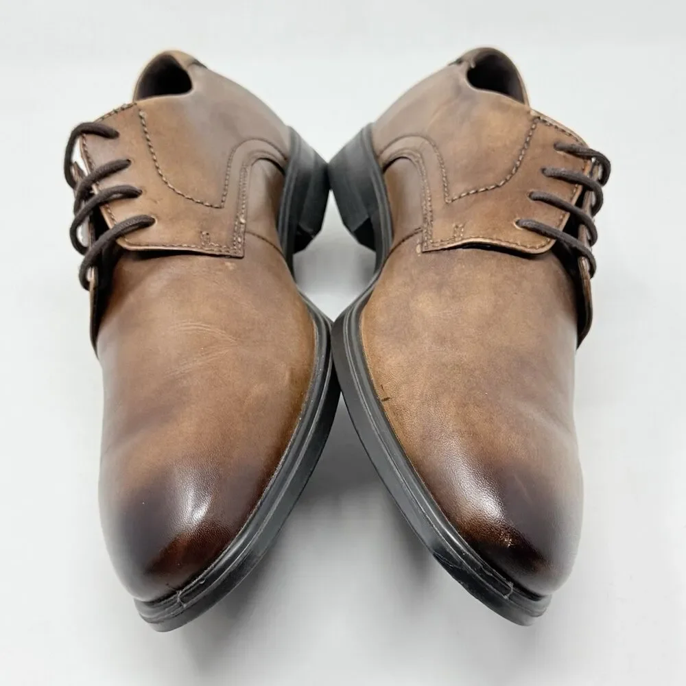 Ecco Melbourne Tie Derby Shoes Mens 10 EU 44 Brown Leather Casual Dress Business